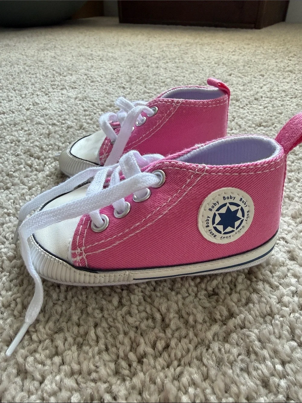 Baby Pink Canvas Lace-Up Shoes | 6-12 months